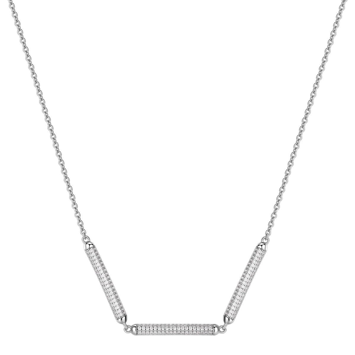 Rosato - Collana BIANCA argento 925/1000, rodio e cz bianchi