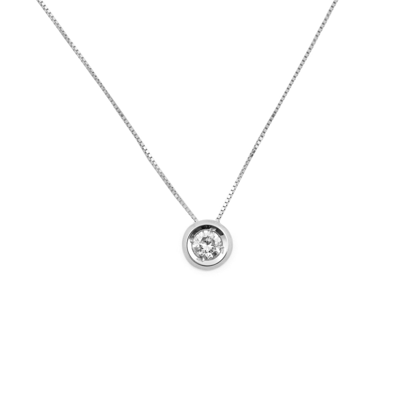 Collana punto luce cipollina in oro bianco 18k con diamante CT 0.06