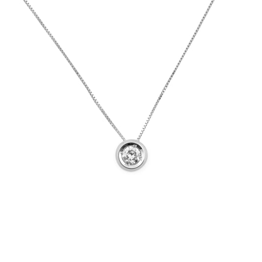 Collana punto luce cipollina in oro bianco 18k con diamante CT 0.06