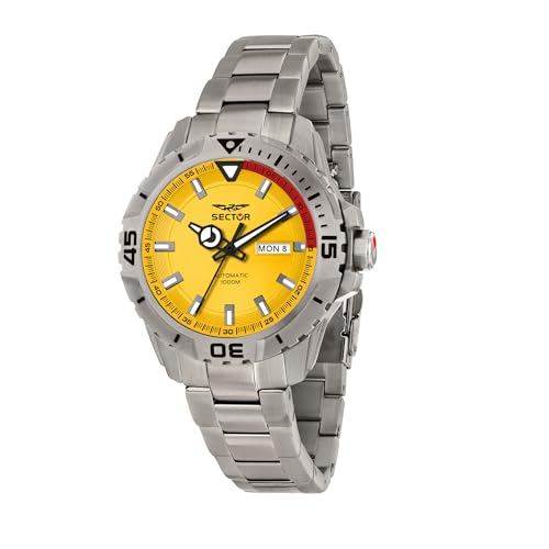 Orologio Sector Modello Legend Automatico Titanio Quadrante Giallo 100ATM Day Date Misura 43 mm Uomo R3223135002