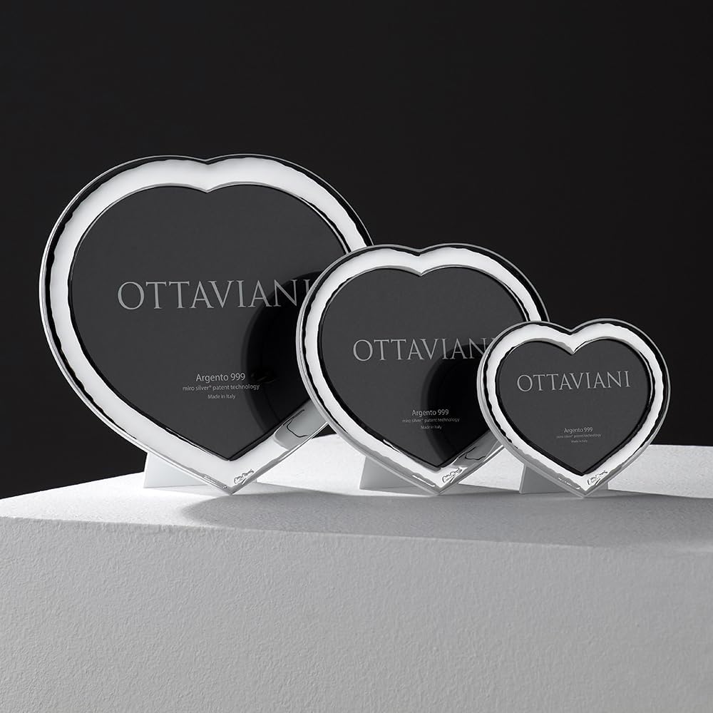 Cornice fotografica in forma di cuore d'argento Ottaviani