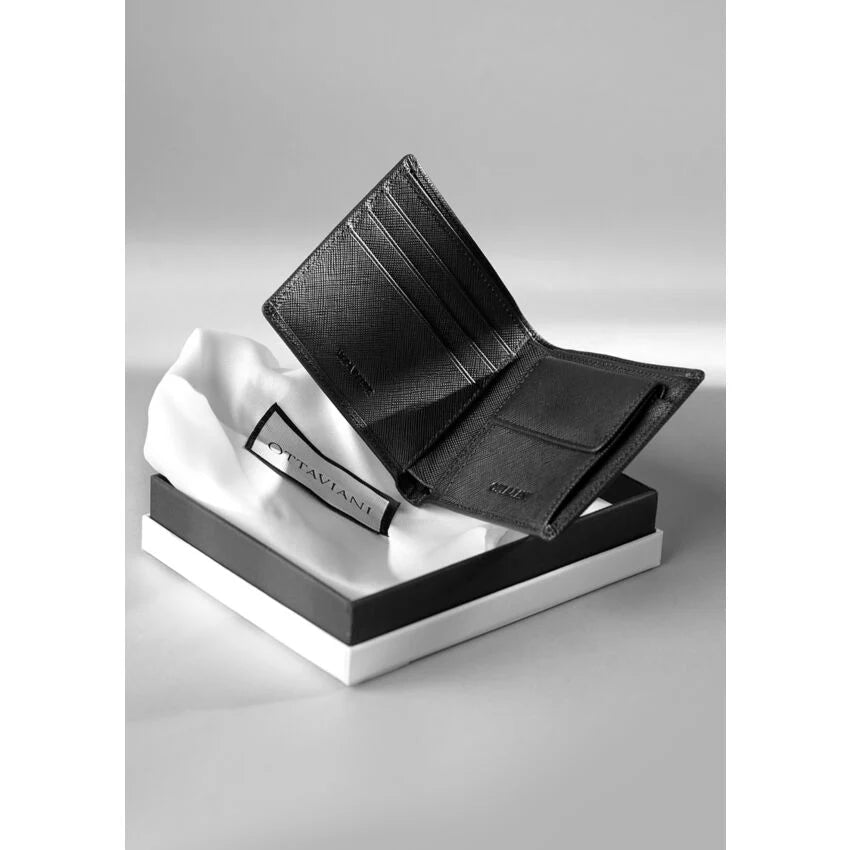 Portafoglio in vera pelle saffiano nero 87599