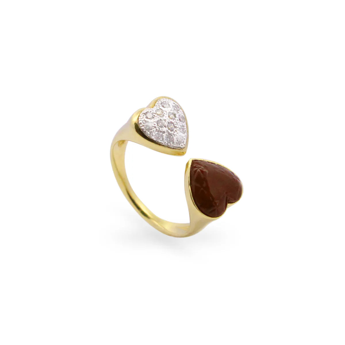 Anello double cuore choco