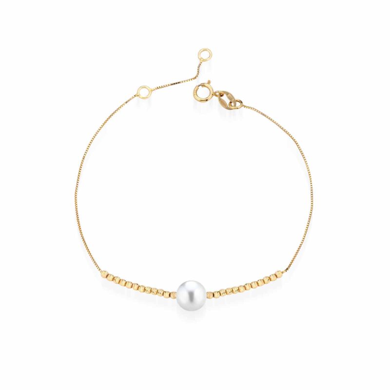 Bracciale in oro giallo 18kt e perla coltivata d'acqua dolce