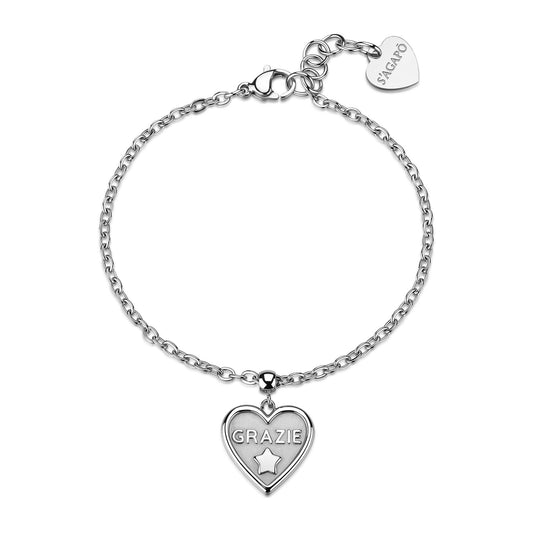 Bracciale Con Pendente a Cuore Scritta Grazie DUH DUH SUH12