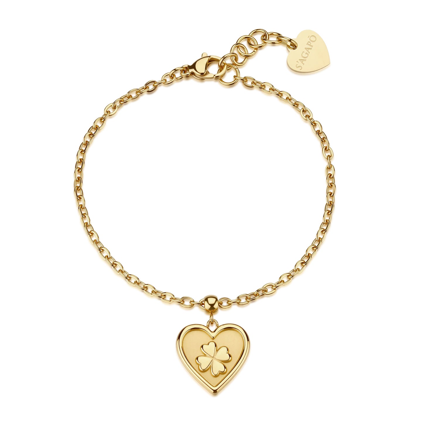 Bracciale pendente a cuore e quadrifoglioDUH DUH SUH19