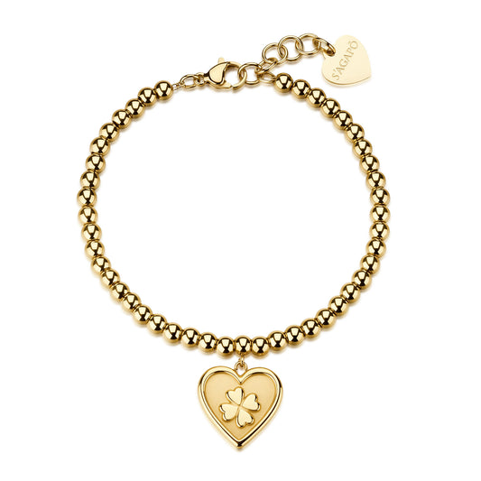 Bracciale con pendente a cuore con quadrifoglio DUH DUH SUH26