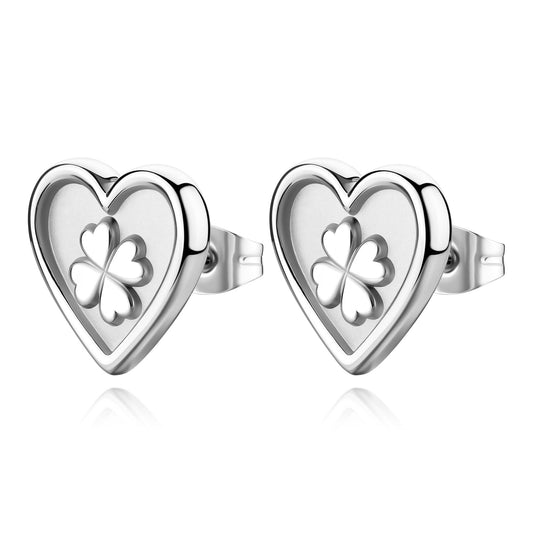 Orecchini a Forma Di Cuore Con Quadrifoglio DUH DUH SUH28