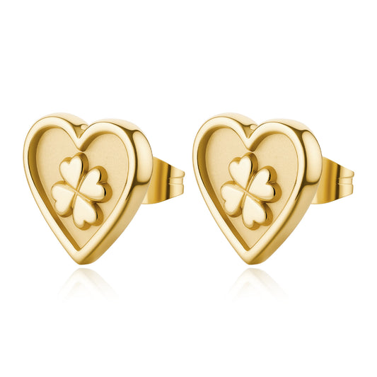 Orecchini a forma di cuore con quadrifoglio DUH DUH SUH33