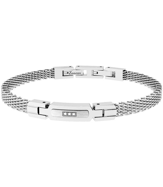 Bracciale Zancan Uomo in Acciaio con Zirconi Bianchi EHB447