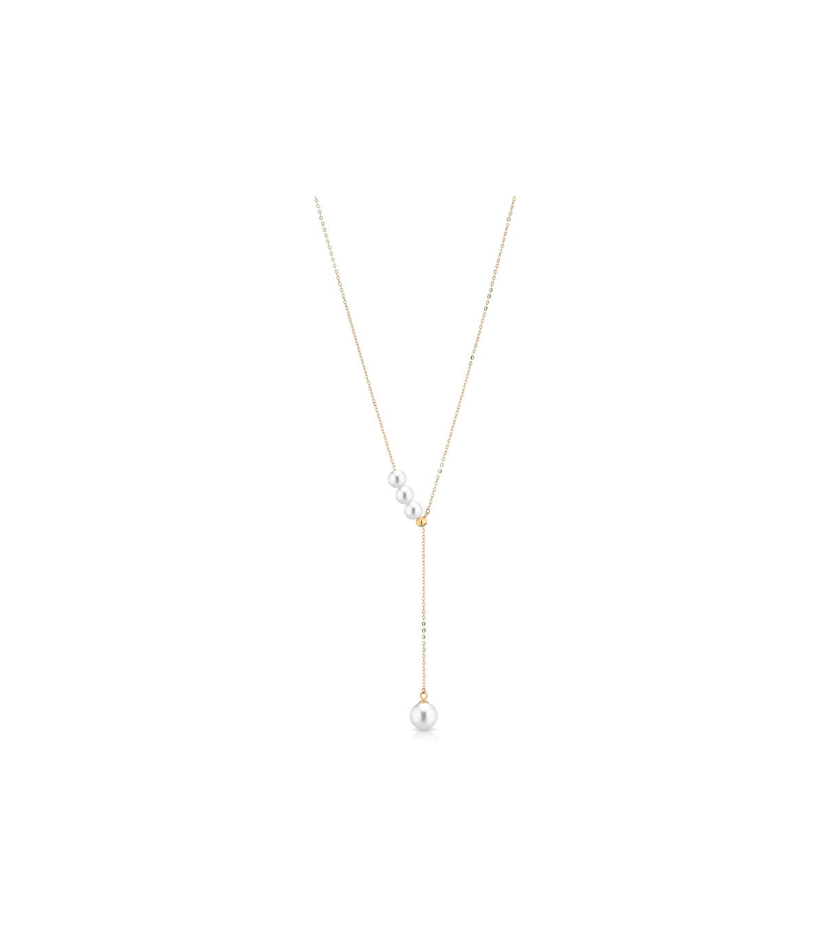 Collana Lelune - Classic in Oro Giallo 18 Carati con Perle Freshwater Pendenti 4-7,5 mm