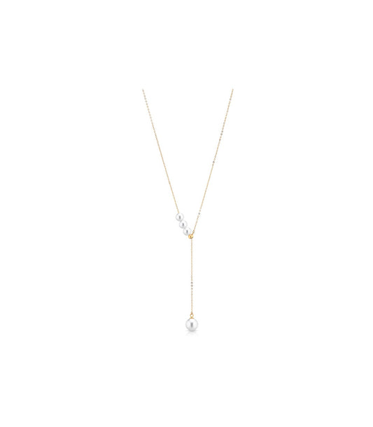 Collana Lelune - Classic in Oro Giallo 18 Carati con Perle Freshwater Pendenti 4-7,5 mm