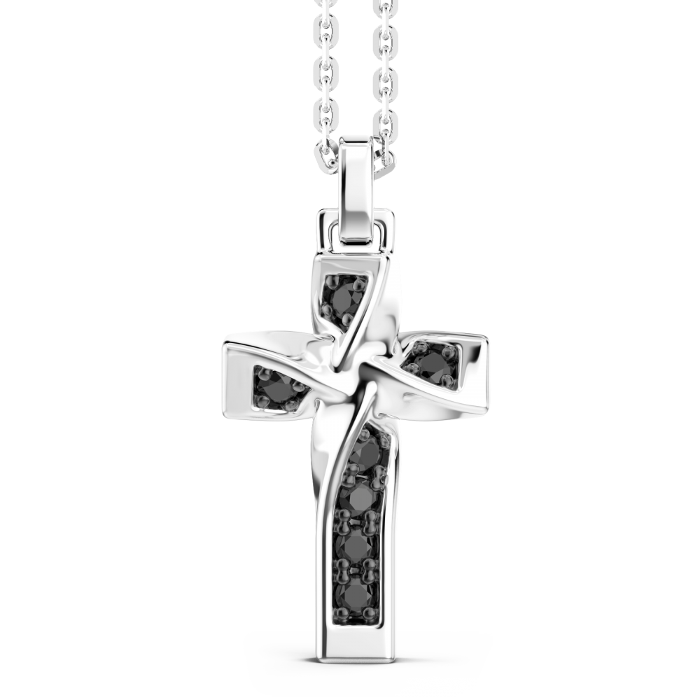 Collana Zancan in argento con pendente a croce e spinelli neri