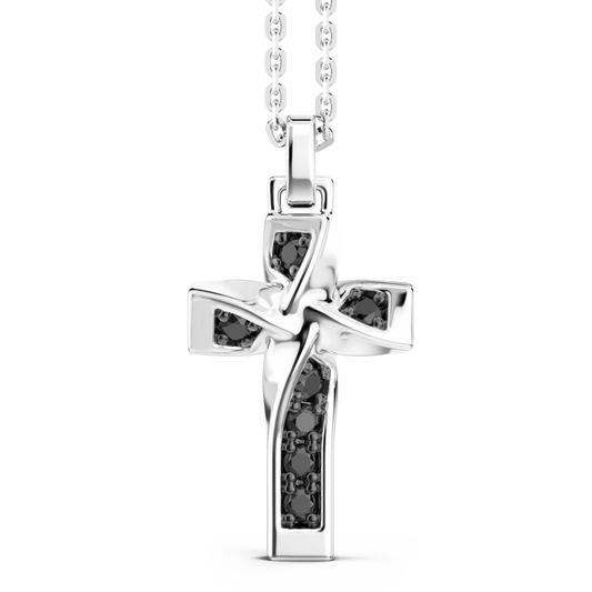 Collana Zancan in argento con pendente a croce e spinelli neri