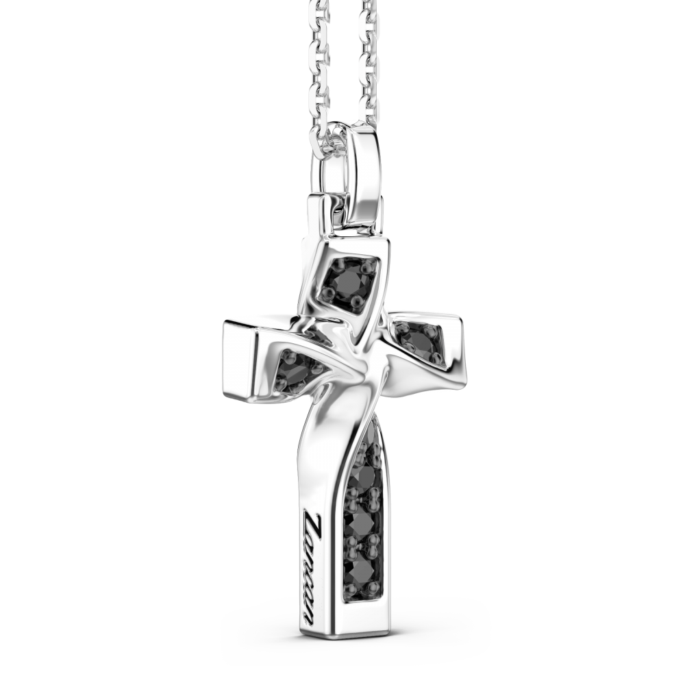 Collana Zancan in argento con pendente a croce e spinelli neri