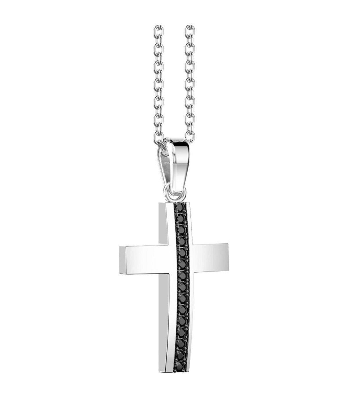 Collana Zancan Uomo Croce in Acciaio Con Zirconi