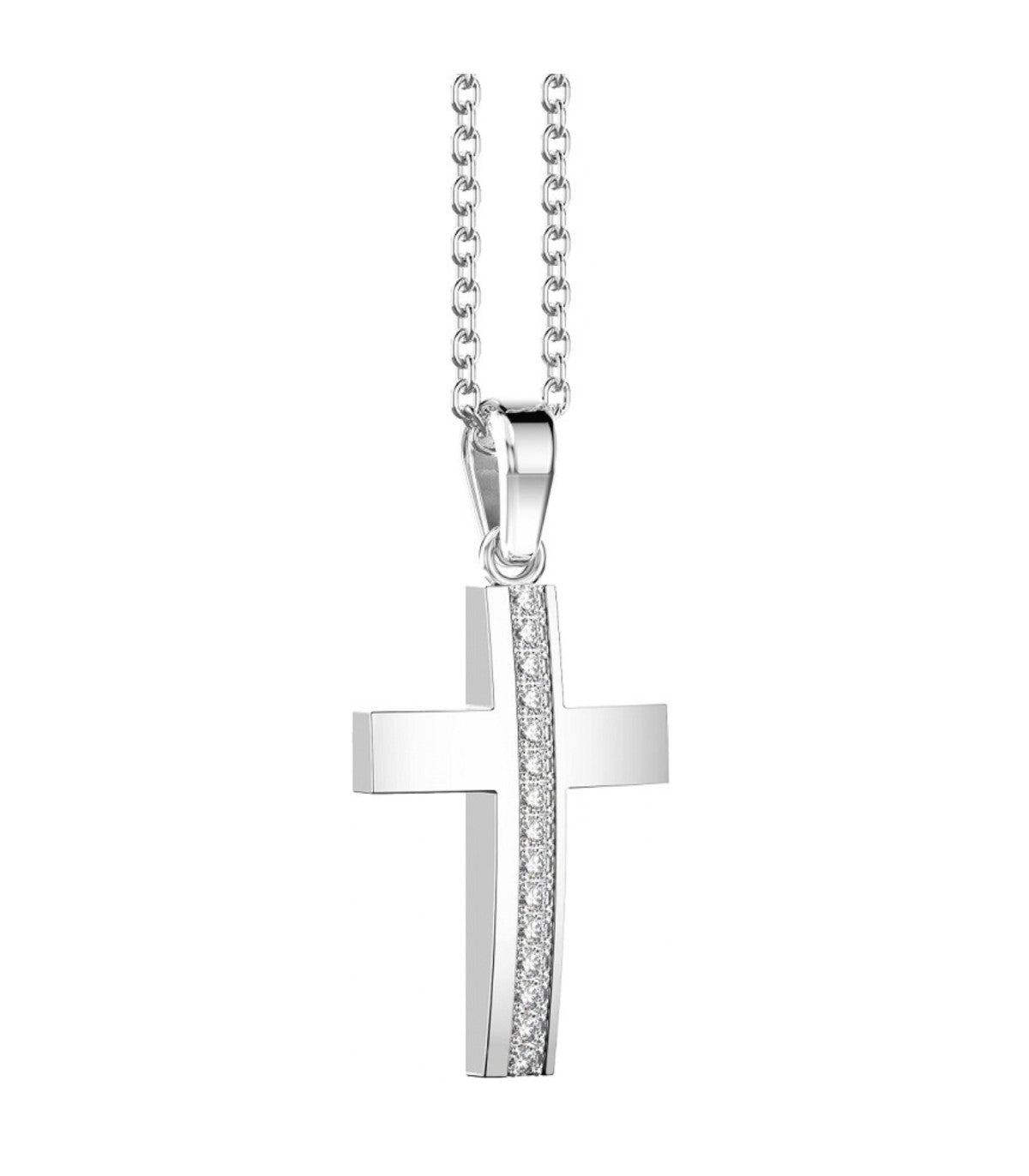 Collana Zancan Uomo Croce in Acciaio Con Zirconi