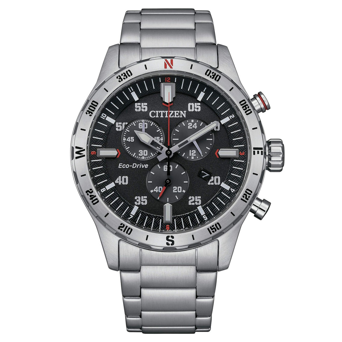 Orologio CITIZEN Outdoor Crono AT2520-89E Black con cinturino in acciaio